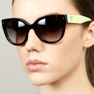 Prada Tortoise Frame Neon Green Heritage Sunglasses